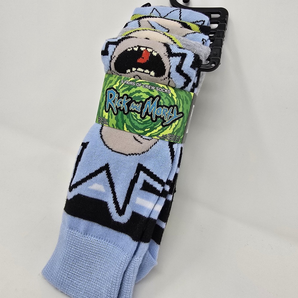 Rick and Morty Socks Mens Shoe Size 6-12 Crew 6 Pairs Multicolor‎ Adult Swim